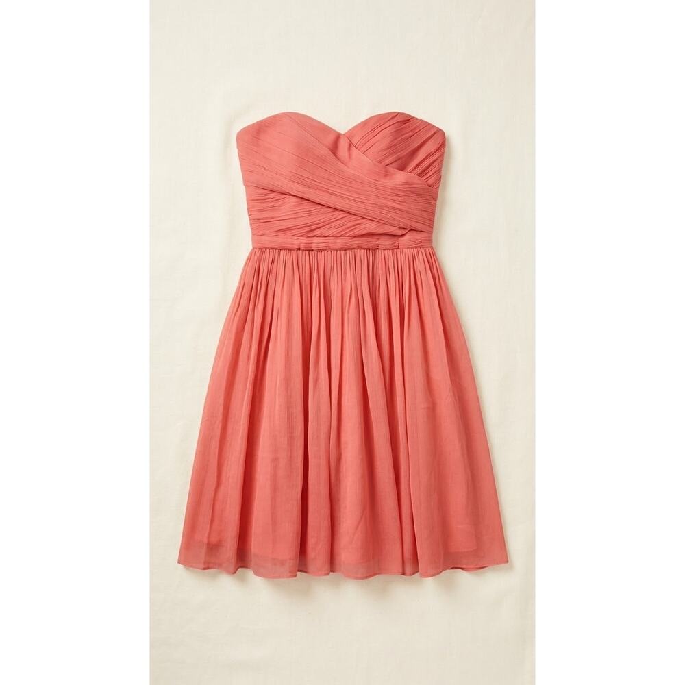 J. Crew Marbella Strapless Silk Chiffon Mini Dress Size 2 Homecoming Formal - Picture 2 of 13